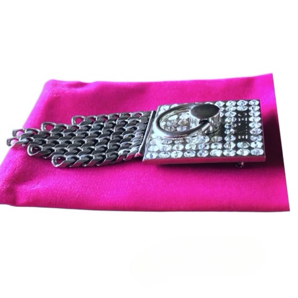 Celine Rare Vintage Pave Silver Door Knocker Logo Chain Link Archival Brooch Pin - Picture 9 of 13